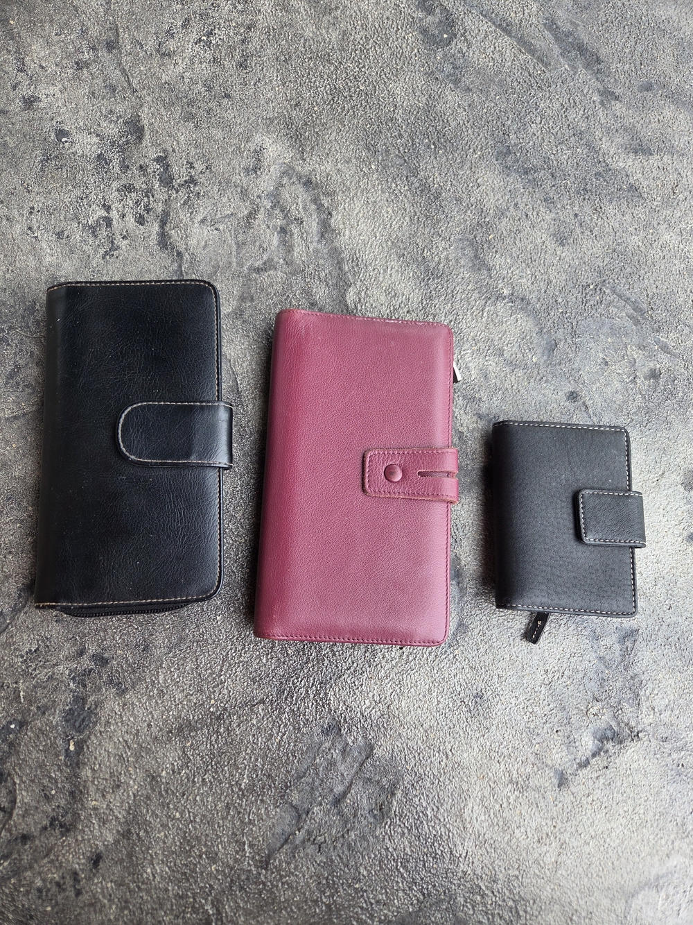 3 Women's Geniune Leather Stitching Zip Wallets - Versatile Card Organizer